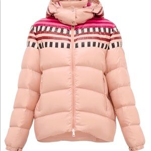 MONCLER Genius Evelyn Colorblock Quilted Down Hooded Jacket. RARE!